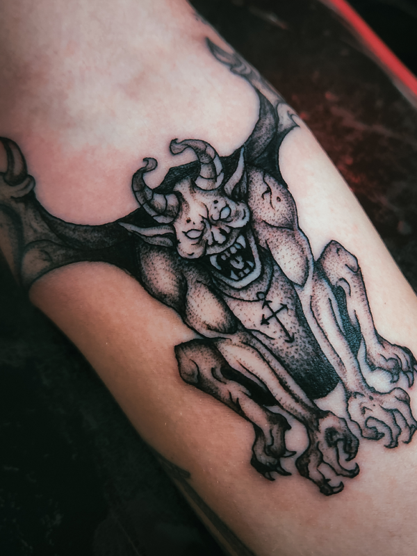 Evil Demonic Gargoyle Tattoo